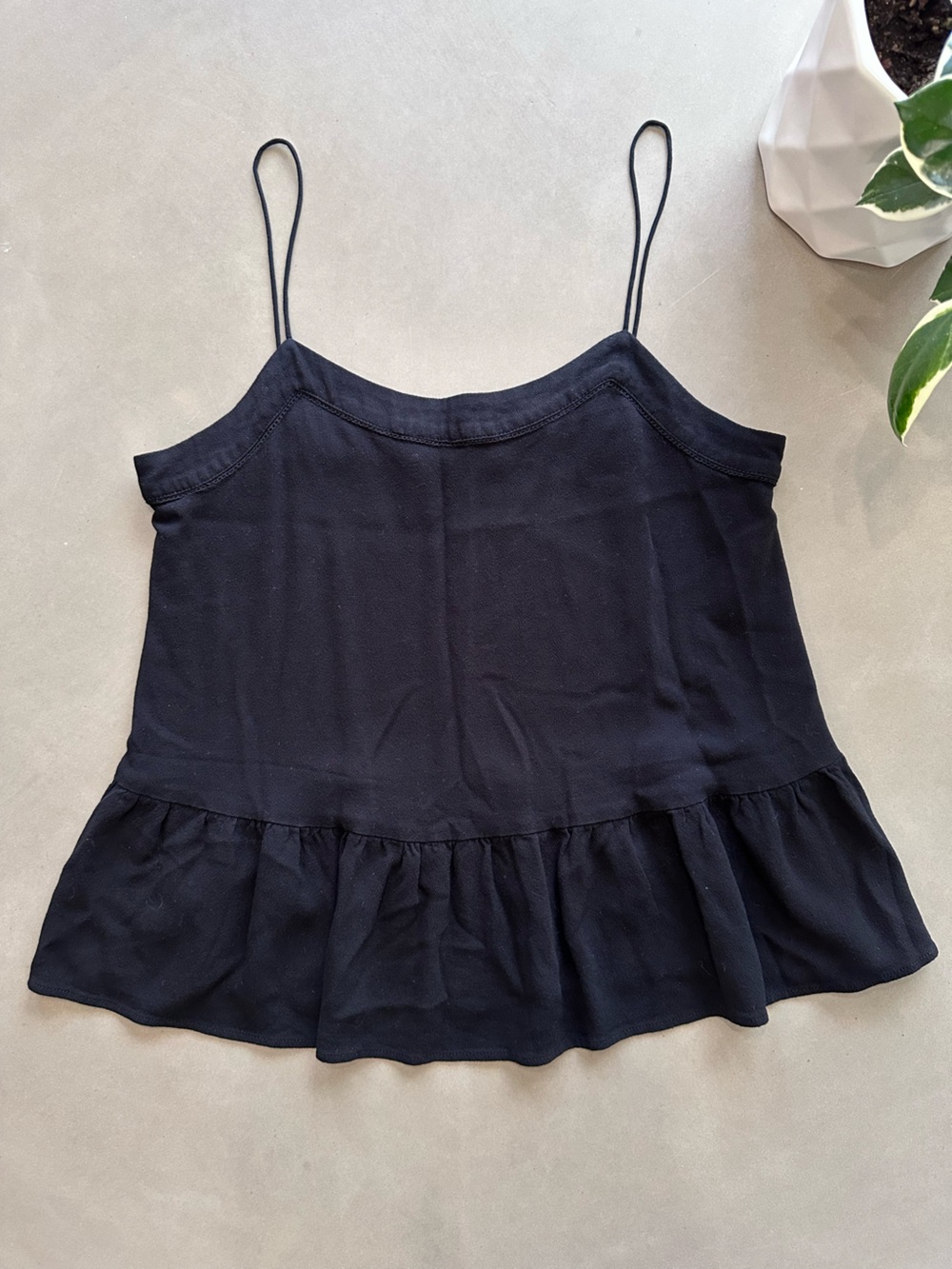LOFT Black Spaghetti Strap Peplum Cami